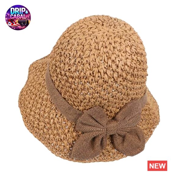 Straw Bucket Hat Roll Up Travel Beach Sun Protection Floppy - Picture 6 of 7